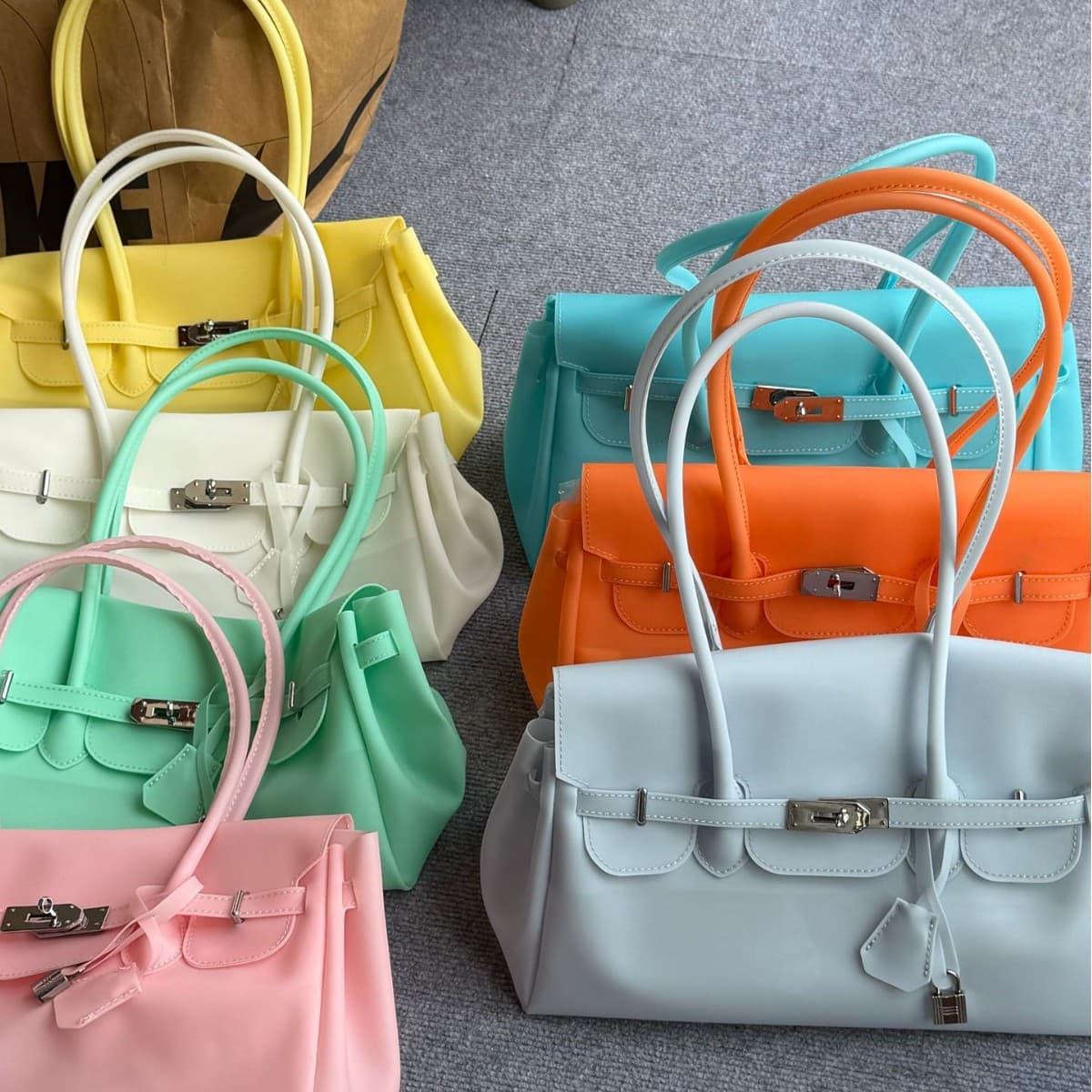 Horizontal Jelly firkin jelly baguette summer kiikii same style jelly bag tote bag shoulder bag