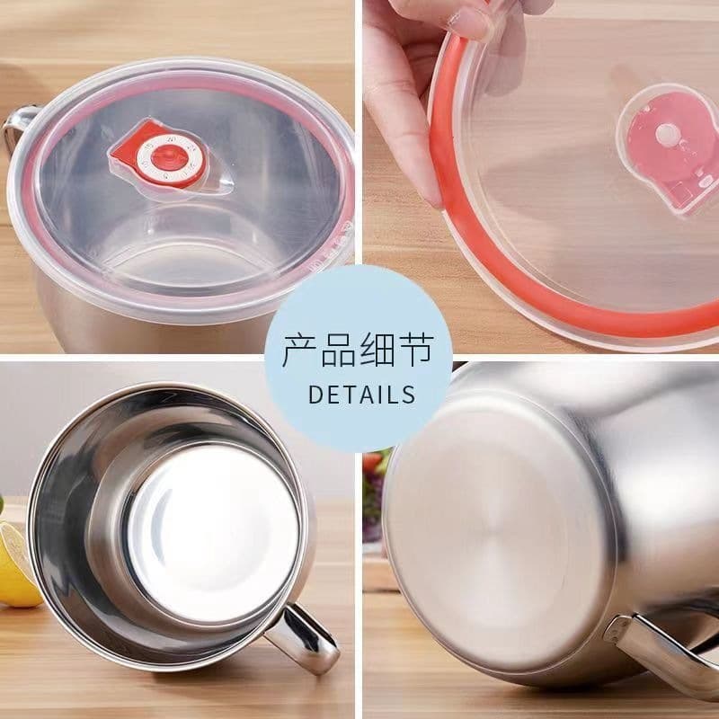 Stainless Steel Small Pot Multi-Function Milk Pot Baby Food Pot Handheld Bowl Wooden Handle Short Handle Noodle Pot Noodle Bowl