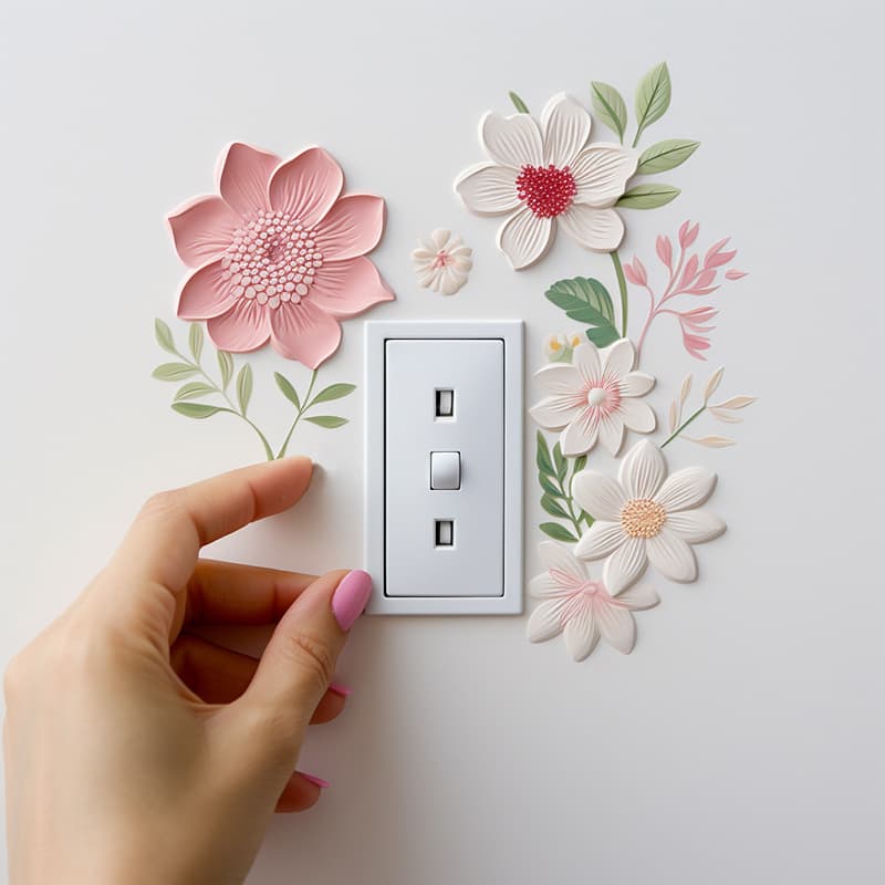 New ACC32005 Floral Switch Sticker for Living Room Hallway Home Decorative Wall Sticker Self-Adhesive Wholesale