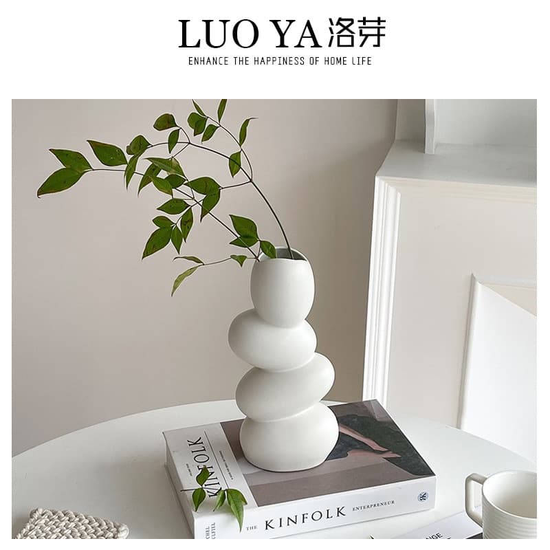 Ceramic Vase for Living Room, Entryway, TV Cabinet, Home Decoration, Artificial Flower Vessel, Ins Style Dried Flower Arrangement for Entryway