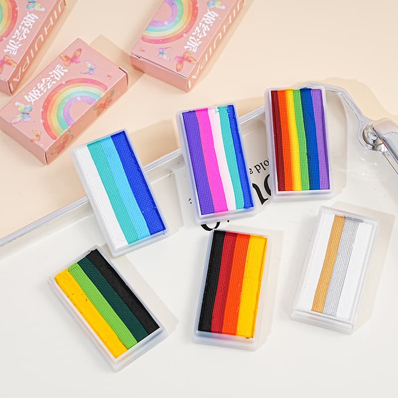 Ji Hui Pai Face Painting Special Multi-Color Rainbow Strip Water-Based Paint with Saturated Color