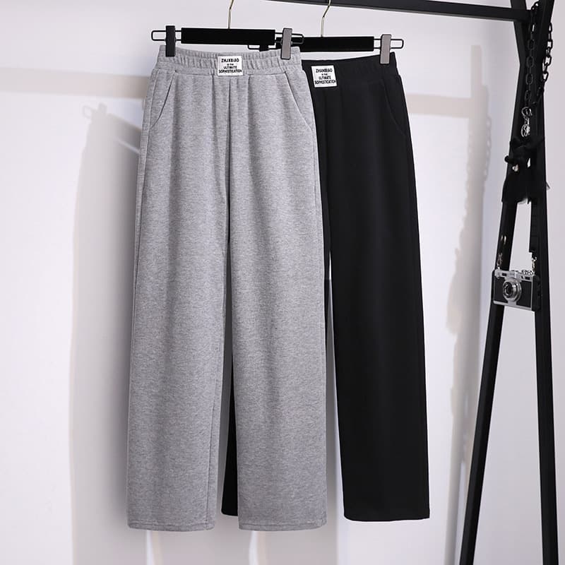 200/300 Jin Super Plus Size Curvy Girls Wide-Leg Pants Autumn High-Waist Straight Leg Loose Slimming Long Pants Casual Pants