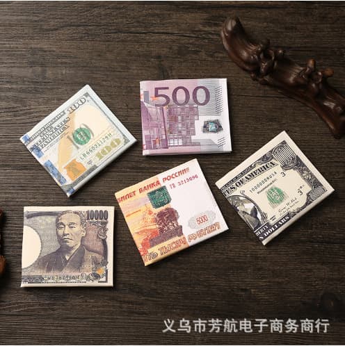 Creative wallet men's cross-border US dollar printing various countries' currency patterns canvas short wallet card bag can be ordered in stock