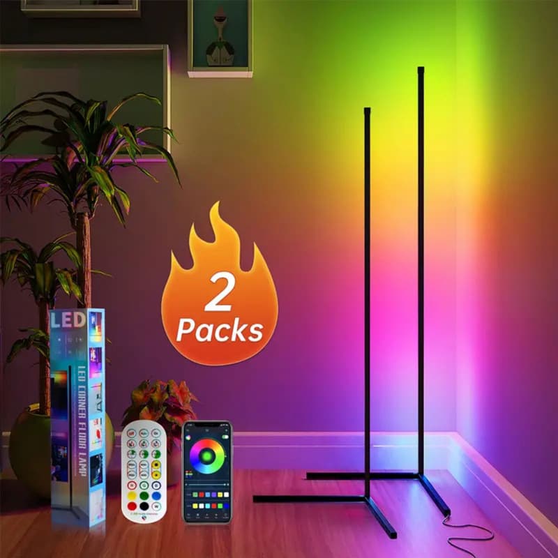 2026 New Cross-Border Dropshipping RGB LED Corner Floor Lamp 16 Million DIY Color Changing RGB Cross-Border Dropshipping