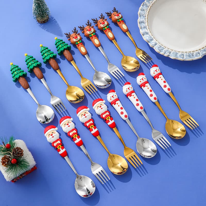 Cross-border Christmas spoon Santa Claus doll spoon ins fork cartoon cute Christmas gift Christmas spoon