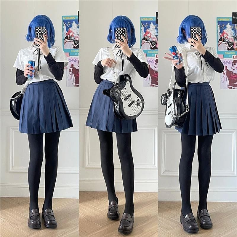 Cosplay Costume Set Complete Student Uniform Yui Hatada Rock Alone Costume Lycra Material Chinese Origin Women's Skirt Set
