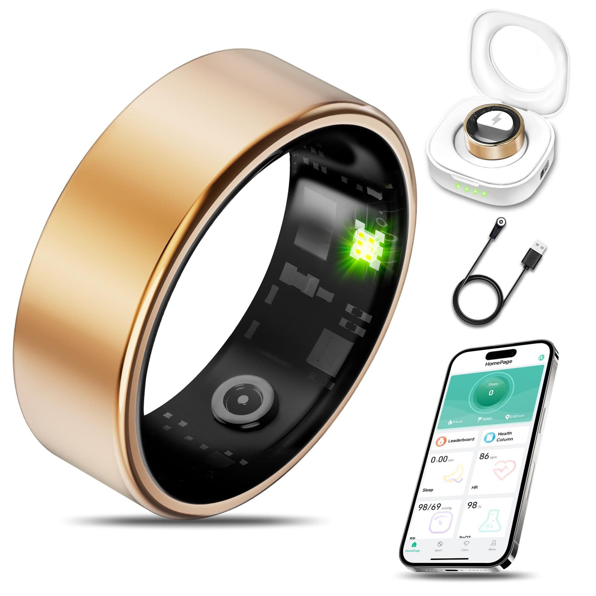 Smart Ring Unisex Health Tracker with Heart Rate, Blood Oxygen, Sleep Monitoring, Remote Care, Factory Direct