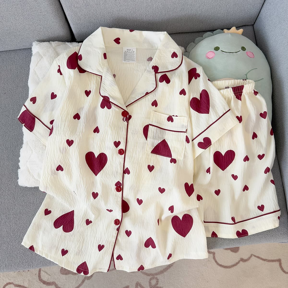 Wholesale Factory Summer Short-Sleeve Cloud Cotton Pajamas for Women, Comfortable Internet Celebrity Hot-Selling Shorts, Can Be Worn Outside, Home Wear Set