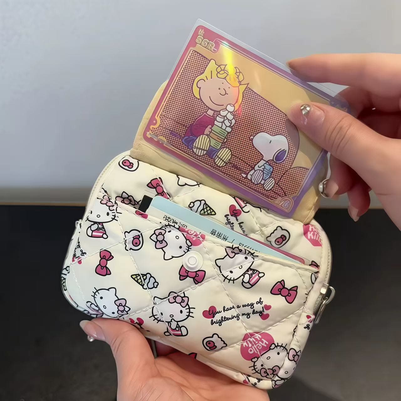 New KT Cat Small Card Holder Versatile High Appearance Coin Purse Earphone Case Key Pouch CCD Storage Bag Coin Purse