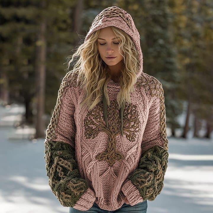 European and American Loose Fit 3D Printed Hooded Knit Sweatshirt for Men with Pockets Casual Pullover