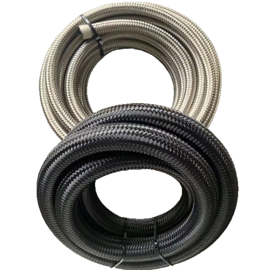 Manufacturer automotive modification AN4-AN20 oil cooler pipe 304 stainless steel wire braided/black nylon braided oil pipe