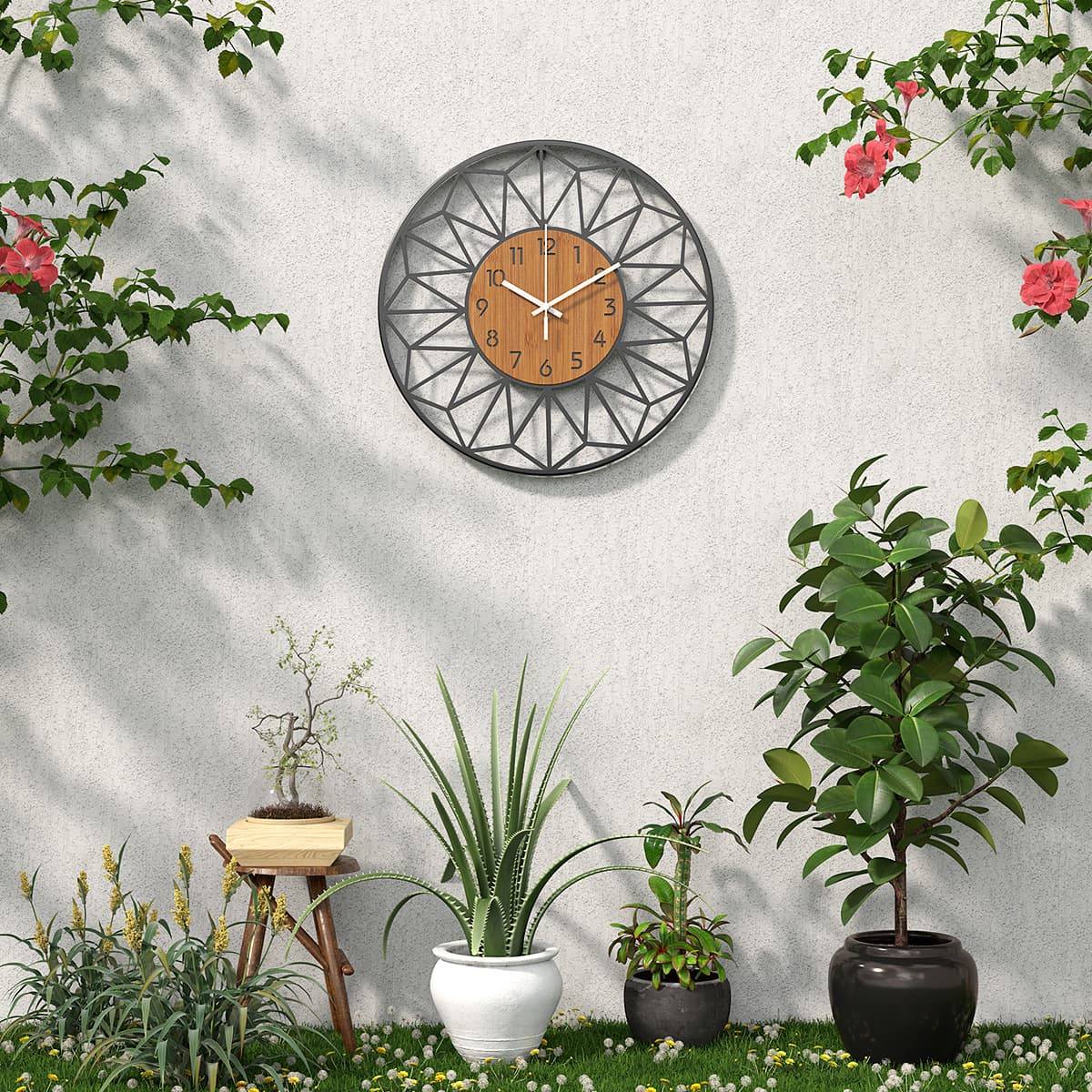 Amazon's best selling retro clock European style wall clock creative living room decoration wall clock silent wood grain clock
