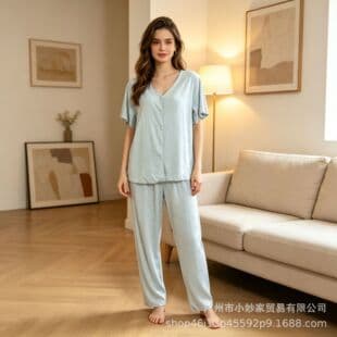Women's Pajama Set V-Neck Pajama Long Pants Casual Sweet Loungewear