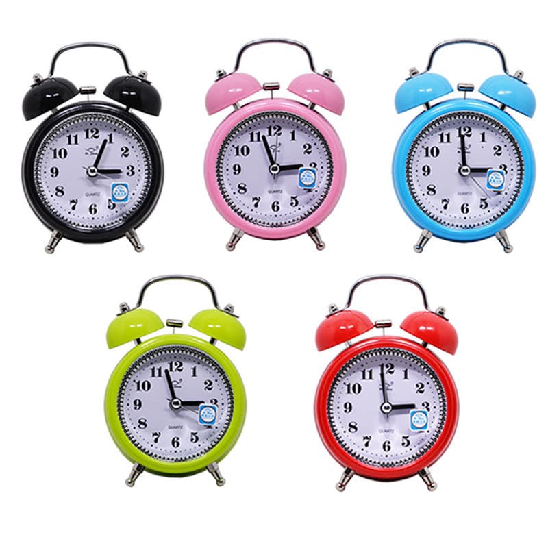 Wholesale alarm clock student silent with light simple metal clock ring 3-inch junior high school quartz clock