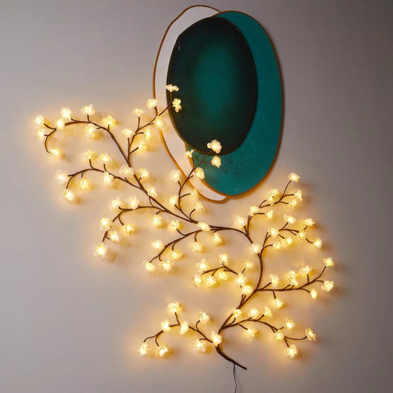 LED Bendable Branch Light Simulation Rattan Light Cherry Blossom Plum Blossom Room Wall Decorative Light String Creative Shape Light