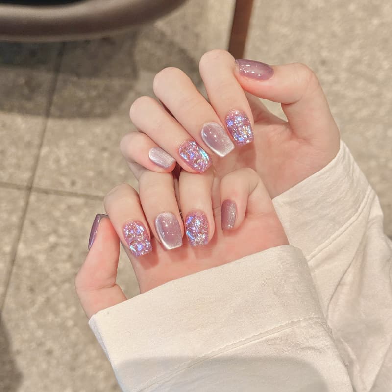 Rikaman taro mud pop pop handmade cat eye wearable nail patch nail art wearable grade A fake nail manicure