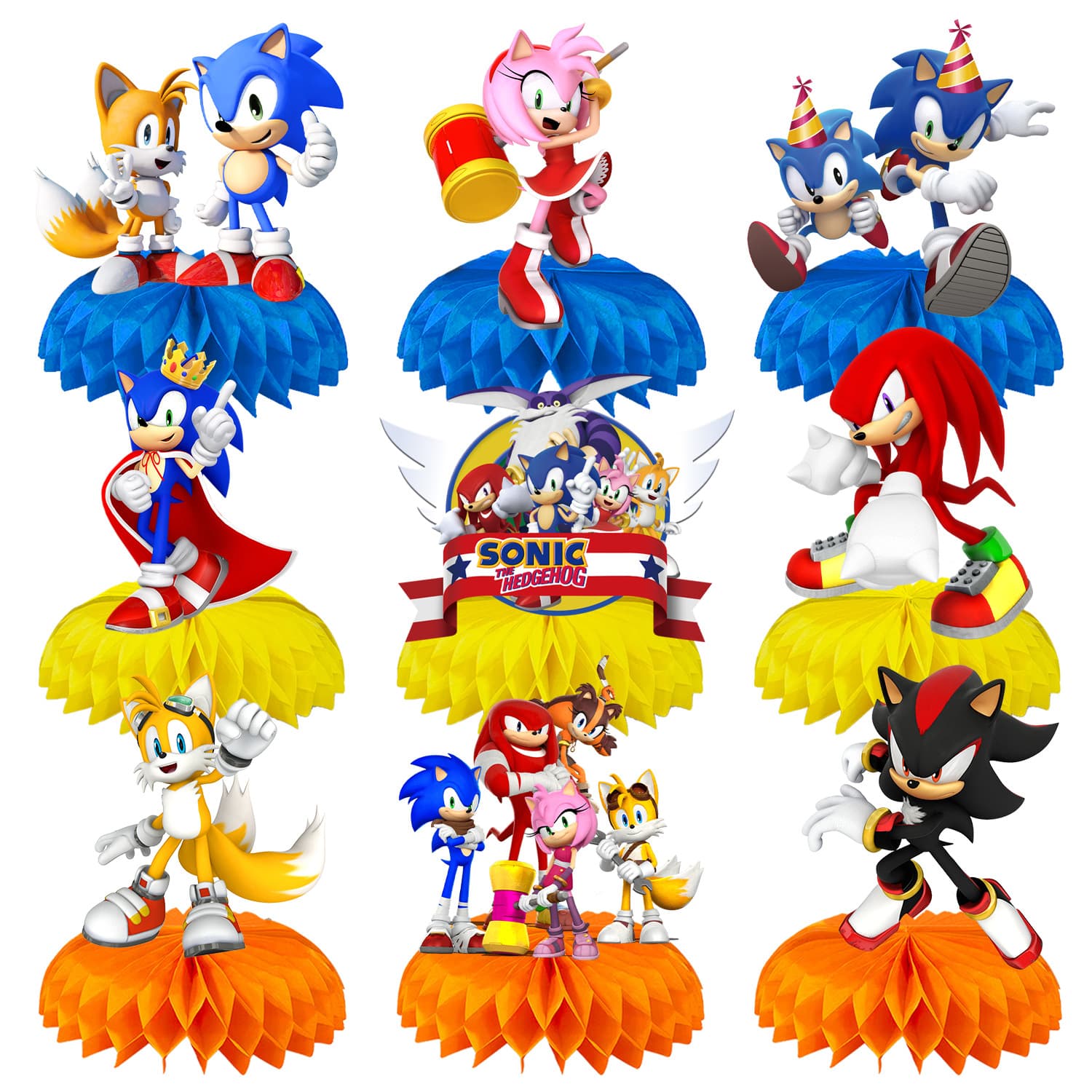 Sonic the Hedgehog Party Decoration Supplies Sonic Honeycomb Ornaments Desktop Place Sonic Birthday Honeycomb Ball