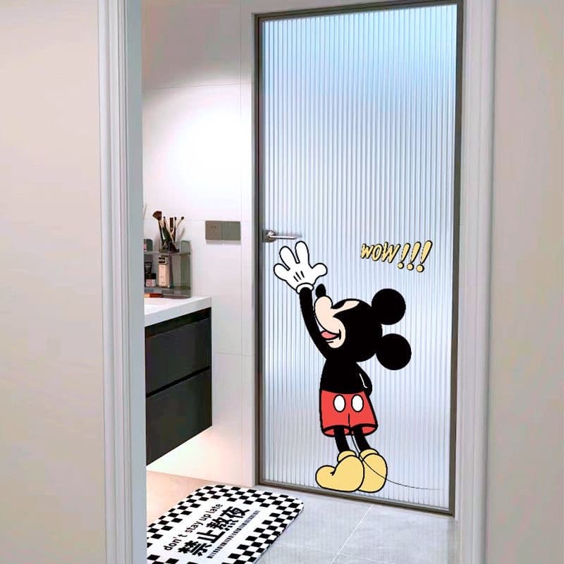 Cartoon Mickey Mouse Home Glass Static Cling Decal for Kitchen, Store Sliding Doors, Anti-Collision Static Sticker