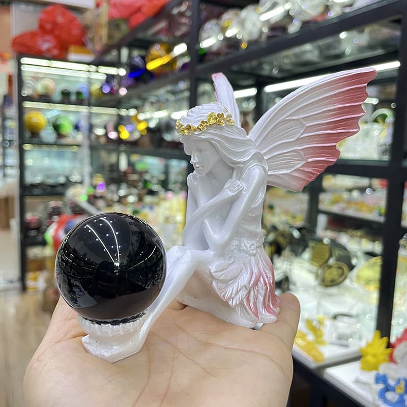 Angel Crystal Ball Resin Base Resin Craft Ball Holder Angel Wings Ornament Angel Wings Desktop