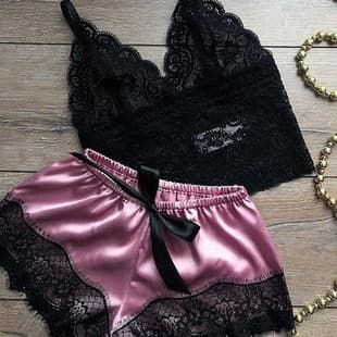 Cross-border Amazon Lace Pajamas Fashion Comfortable Lace Trim Pajama Set Loungewear