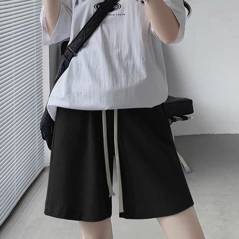 Sports Shorts for Women Summer Loose Straight Hong Kong Style Slimming Casual Ins Fashion Wide Leg Mid-Length Gray 5-Inch Shorts