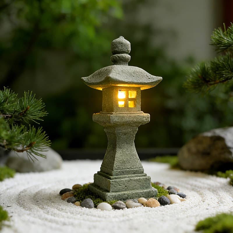Lighthouse Chinese-Style Small Stone Lantern Landscape Ornament for Fish Tank, Bonsai, Rockery, Micro Landscape, Study, Tea Table, Home Decoration, Ancient Style