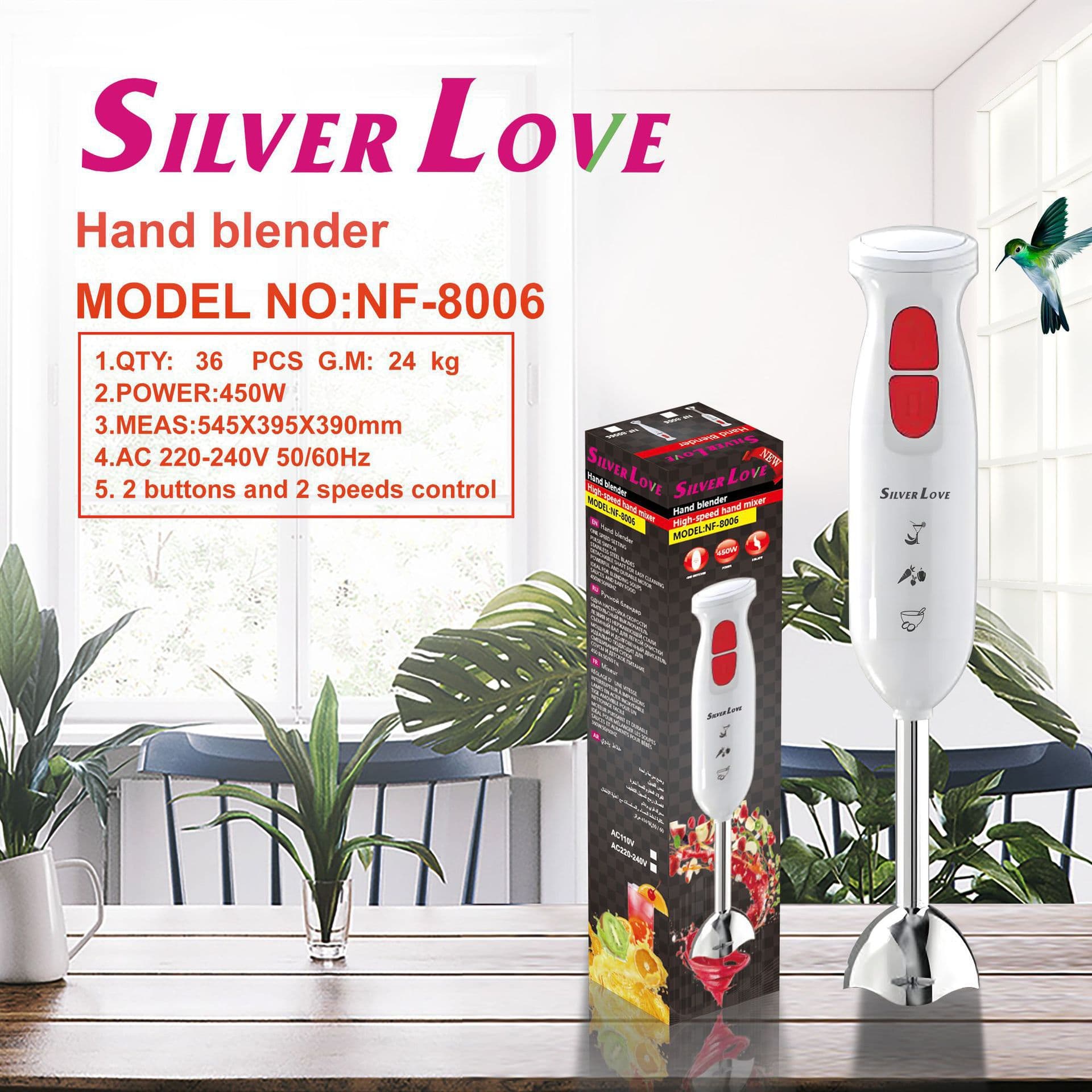 EU Plug Multifunctional Hand Blender & Juicer, Egg Beater, Meat Grinder, Baby Food Maker, Milk Frother, New Model