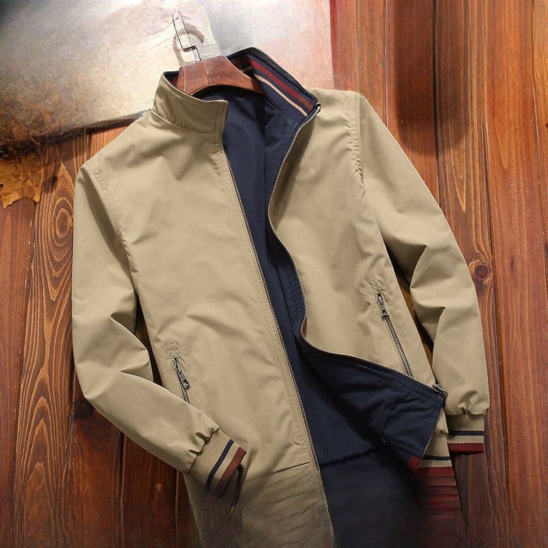 Cross-Border Men's Spring/Autumn Reversible Stand Collar Casual Jacket, Youthful Trendy Style