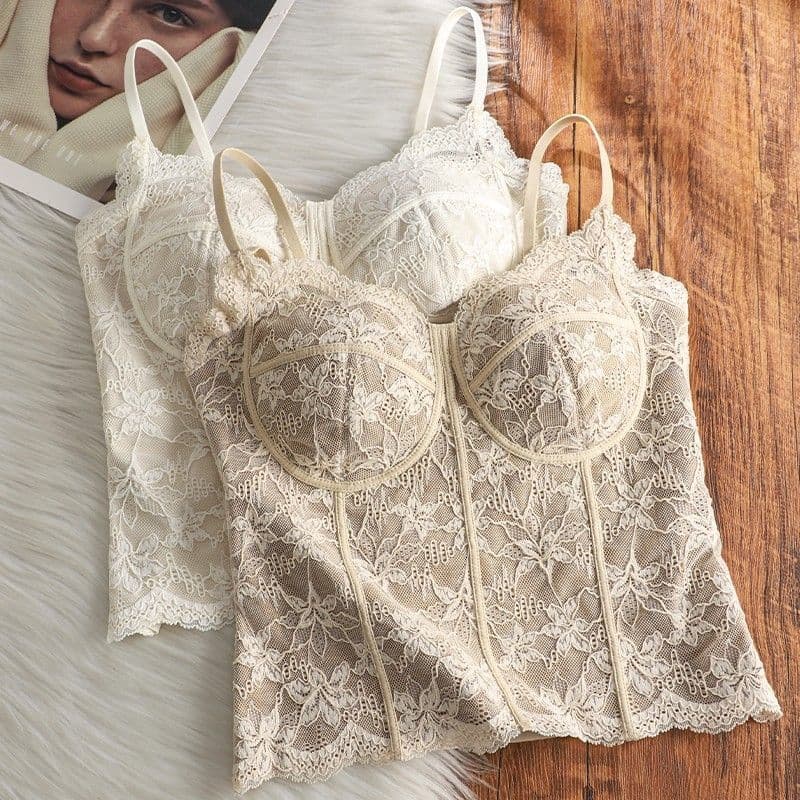 Lace Camisole with Built-in Pads, Inner or Outer Wear, Slimming and Versatile Fashionable Underwear
