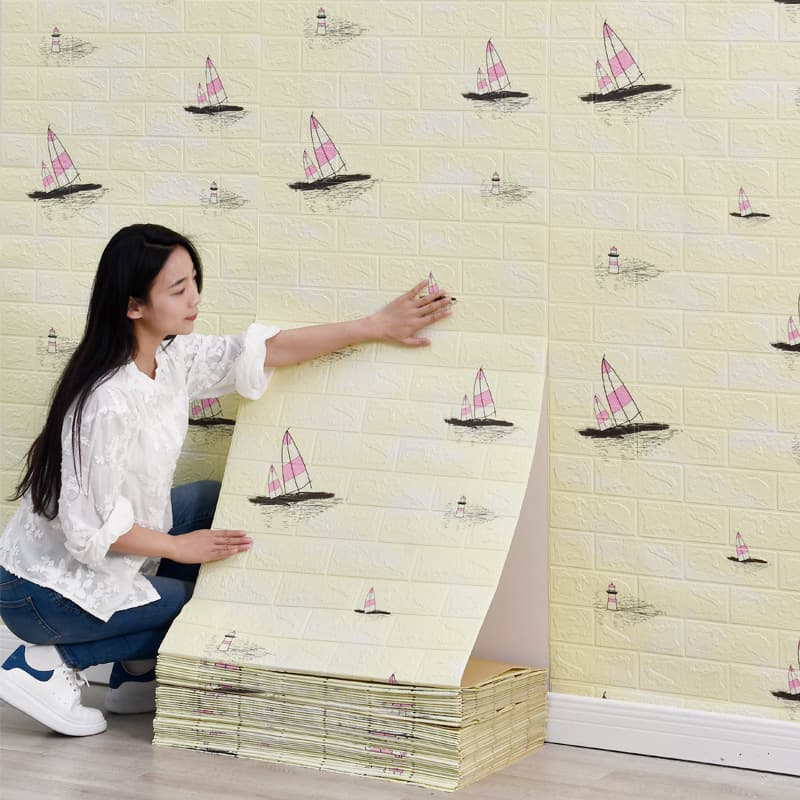 Self-Adhesive Waterproof and Moisture-Proof 3D Wall Sticker for Dormitory, Bedroom, Children's Room, and Living Room Background Wall