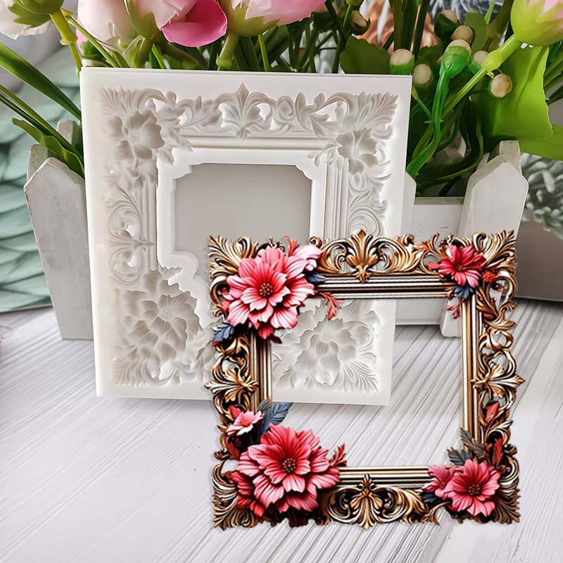 Baroque hollow relief retro border photo frame i fondant silicone mold chocolate cake decoration baking
