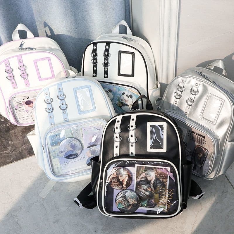 2025 New Model Women's Transparent Backpack Large Capacity Student Backpack Pu Backpack Ita Bag