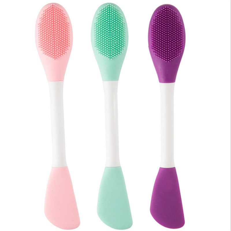 New double-headed silicone mask brush to clean pores, cleansing brush, mud film smear brush, portable beauty tool cross-border