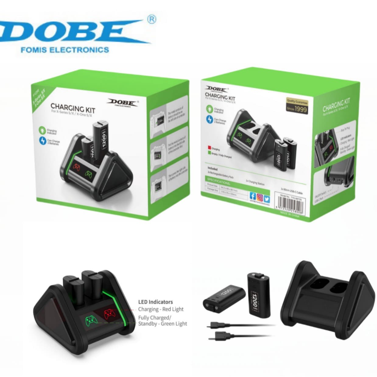 Xbox Series X/S Controller Battery Pack Charging Base Dual Battery Charger for Xbox One S/X Controller 1200mAh
