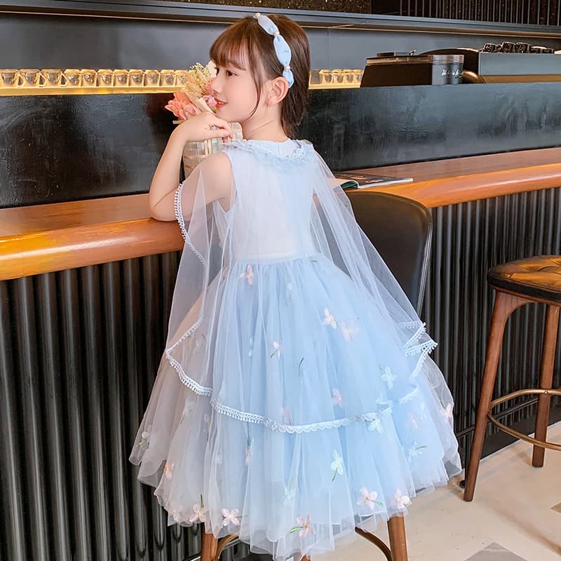 Girls Elsa Princess Dress Summer Children's Fashionable Dress 2025 New Tulle Dress Little Girl Elsa Dress
