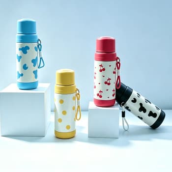 Cute Cartoon Straight Tumbler Water Cup 304 Stainless Steel Portable Outdoor Insulated Bottle with Rope Gift Engraving