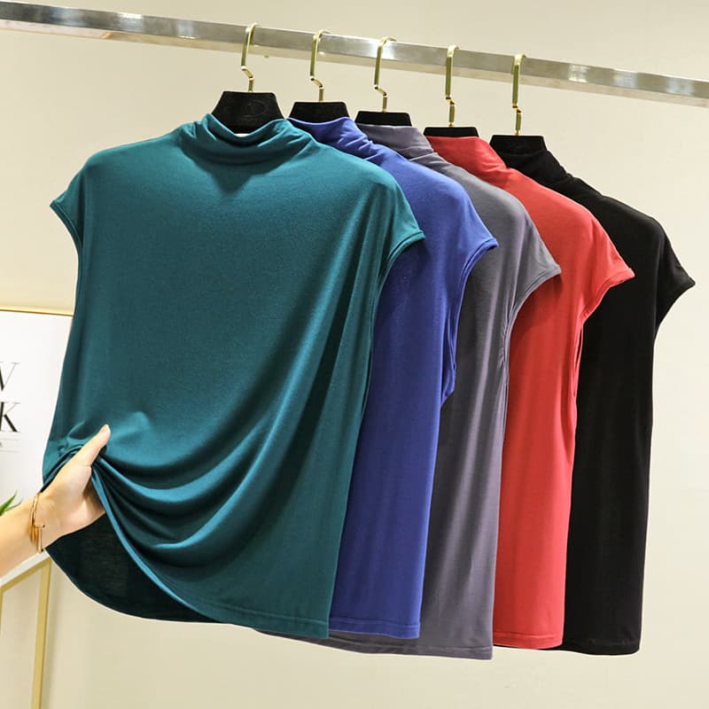 Women's Sleeveless Modal T-shirt High Collar Base Layer Shirt Inner And Outer Wear Fashionable Slim Fit Summer Top