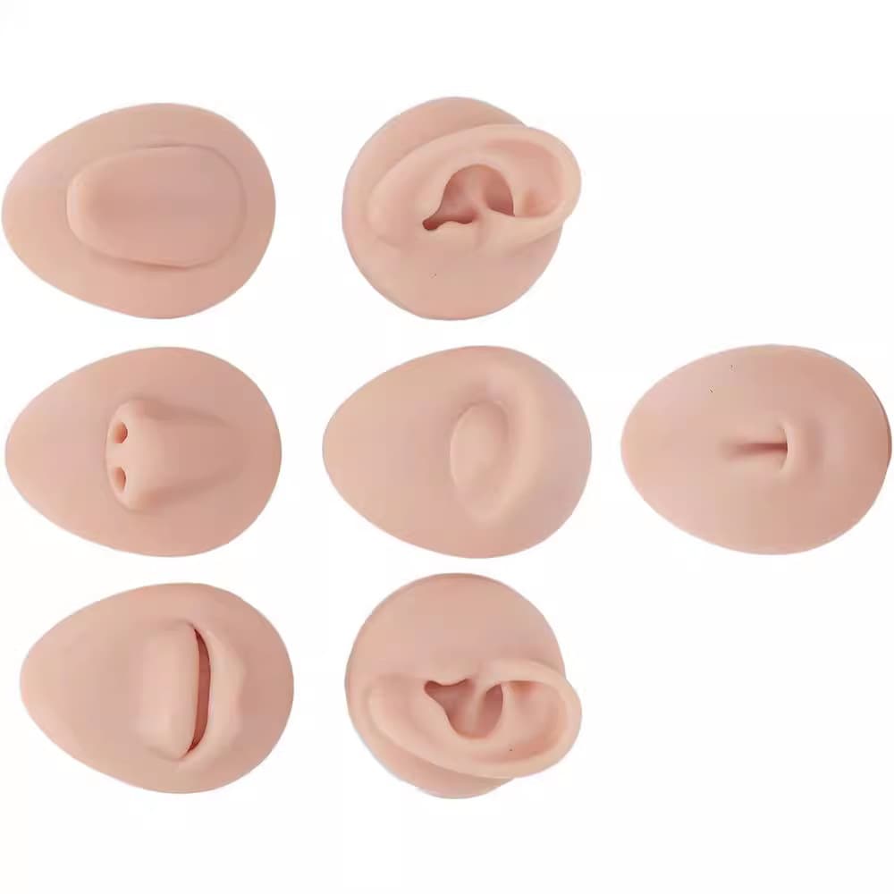 Simulation Silicone Facial Features Set Human Piercing Practice Model Teaching Model Eyes Ears Nose Belly Button
