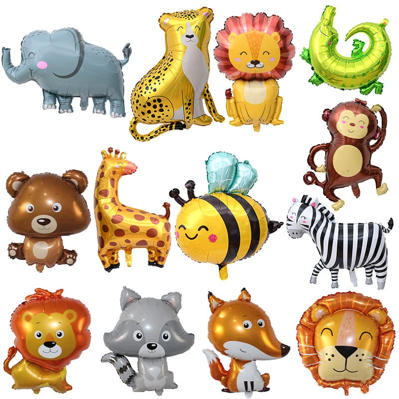 Jungle Forest Animal Foil Balloons Elephant Monkey Theme Foil Balloons Baby Birthday Floating Balloons Helium