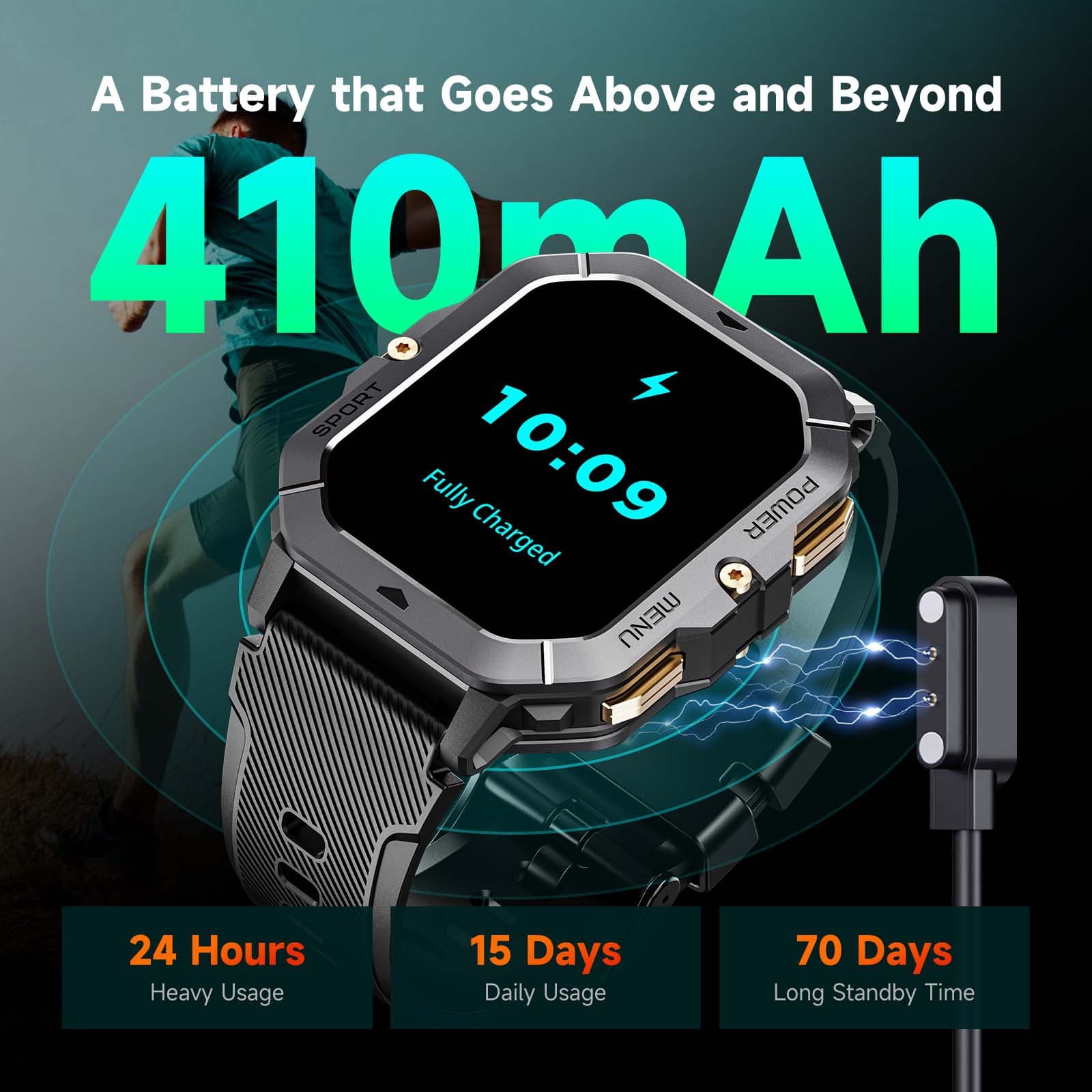 Ouqi Bt101 410Mah High Capacity Battery Al Voice Assistant Bluetooth Call Military Waterproof Smart Watch