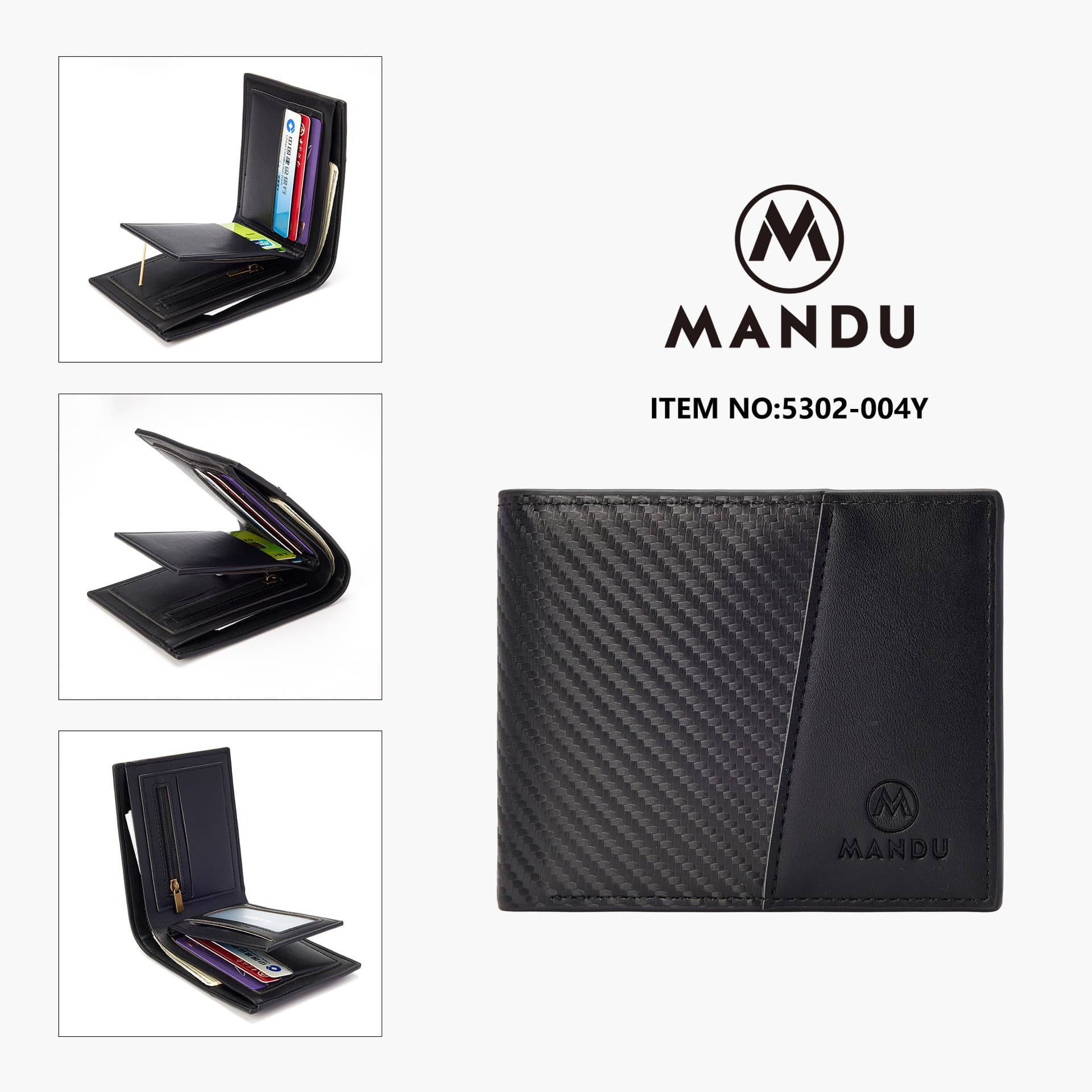 Men's Wallet Fashionable Embossed Floral Pattern Leather Bifold Wallet Multiple Card Slots Coin Pocket Id Window