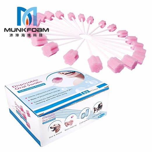 50 Pieces Boxed Oral Sponge Sticks Infant Elderly Patient Oral Care Teeth Cleaning Powder Plum Blossom Sponge Toothbrush