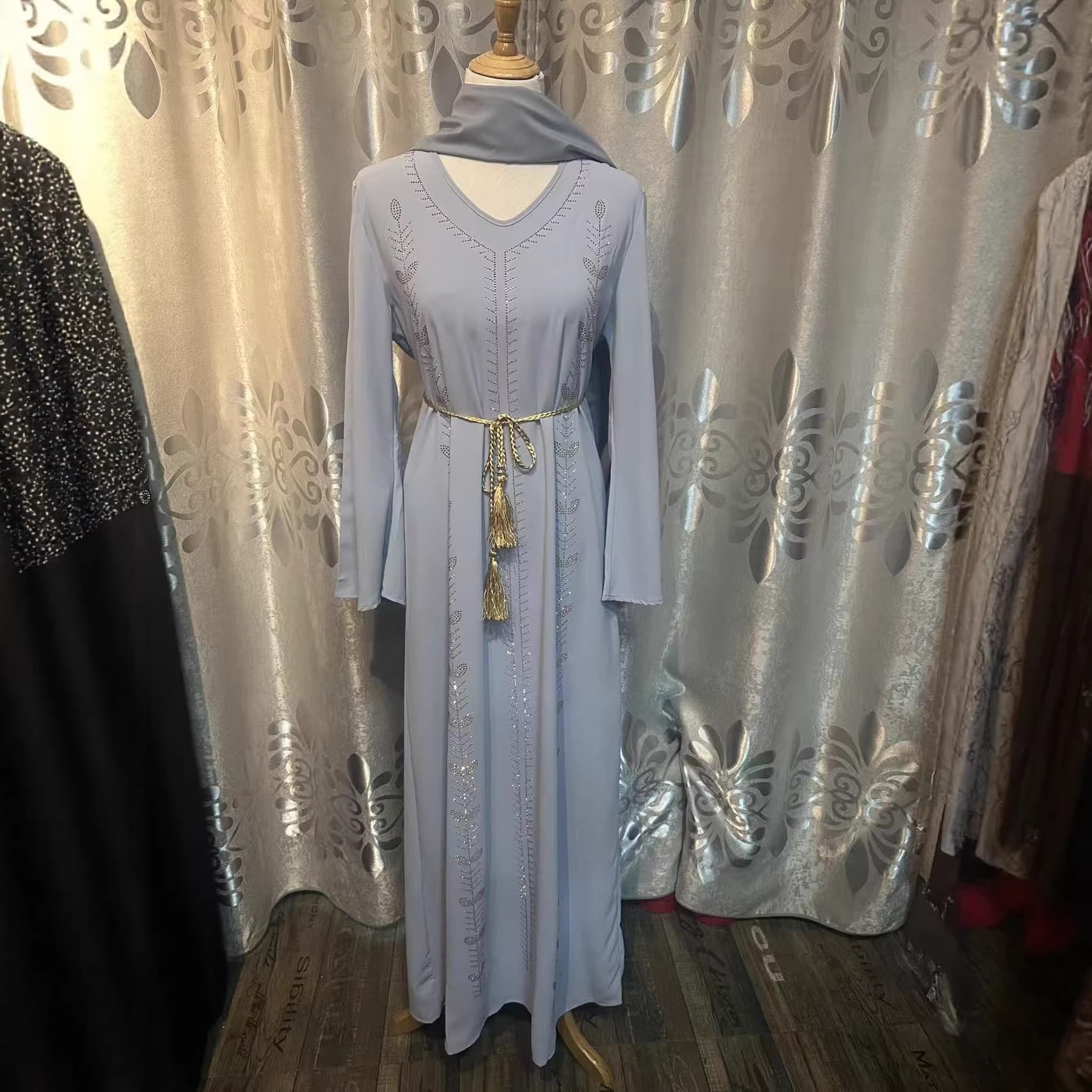 Elegant Long Evening Dress with Heavy Rhinestone Decoration, Cross-border Plus Size Women's Dress for AliExpress