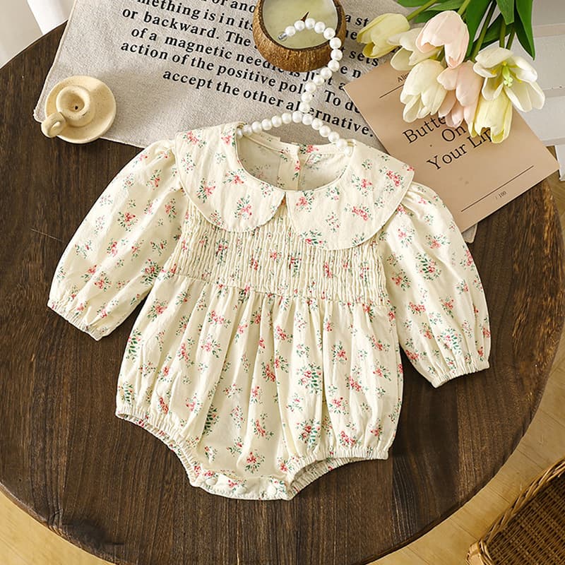 Baby Girl Clothes Spring Autumn Floral Cotton Long Sleeve Bodysuit Stylish Outing Romper Crawling Suit 100 Days Infant Clothing