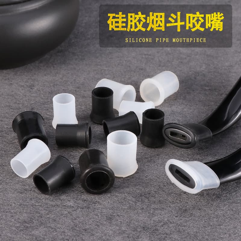 Mouthpiece accessories, food-grade silicone bite tips in small and large sizes, black and white styles available for wholesale, direct sales of pipe mouthpiece protectors