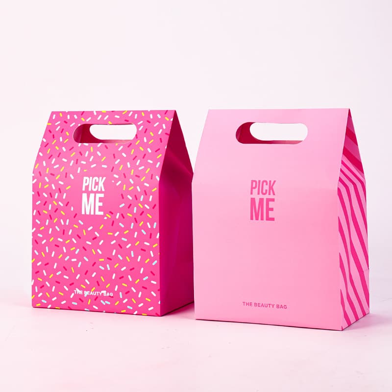 Your Own Logo Pink Cardboard Packaging Bag Retail Jewelry Luxury Wedding Boutique Small Gift Paper Bag LOGO