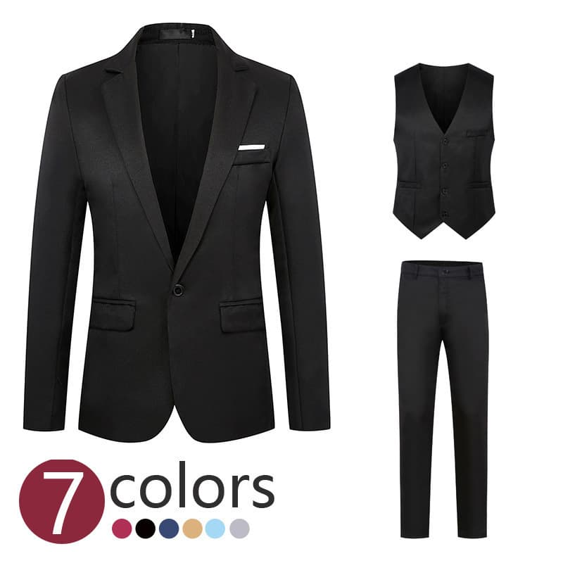 Western-Style Men's Suit Cross-Border Trade Deal Three-Piece Set Business Casual Wedding Gown Outfit China Mainland Origin