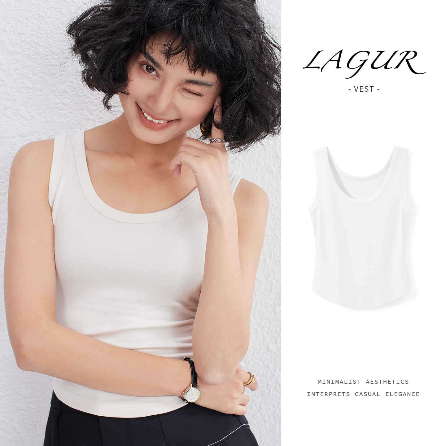 Stretch Comfort Basic Wool Vest Camisole Inner Wear Outer Wear Conceals Underarm Fat High-End Feel Top Summer Women