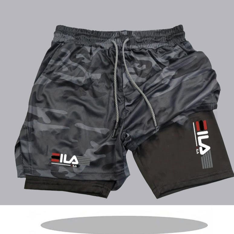 European American Summer Running Shorts Men Gym Training 2-in-1 Sports Quick Dry Exercise Jogging Double Layer Shorts