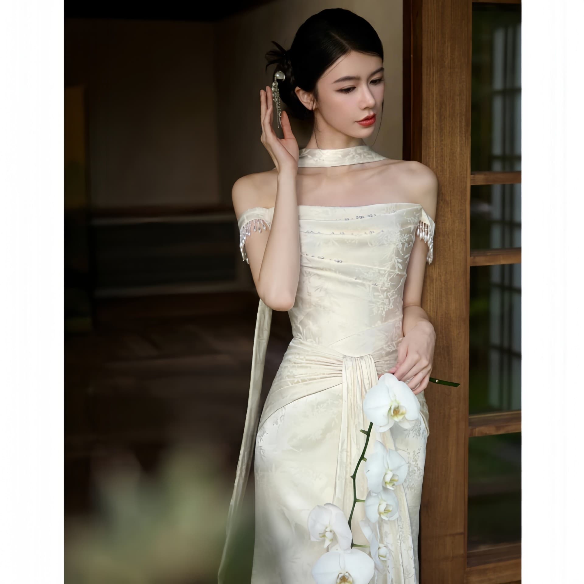 Strapless Light Wedding Dress Simple Travel Photography Slimming Small Train Korean Style Fairy Engagement Dress Entrance Gown Evening Gown Summer